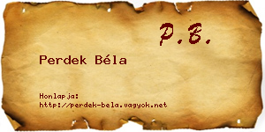 Perdek Béla névjegykártya